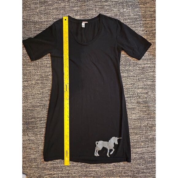 Yoga Colors Unicorn Graphic Black T Shirt Dress Size L/XL Cotton Blend Casual - Picture 6 of 6